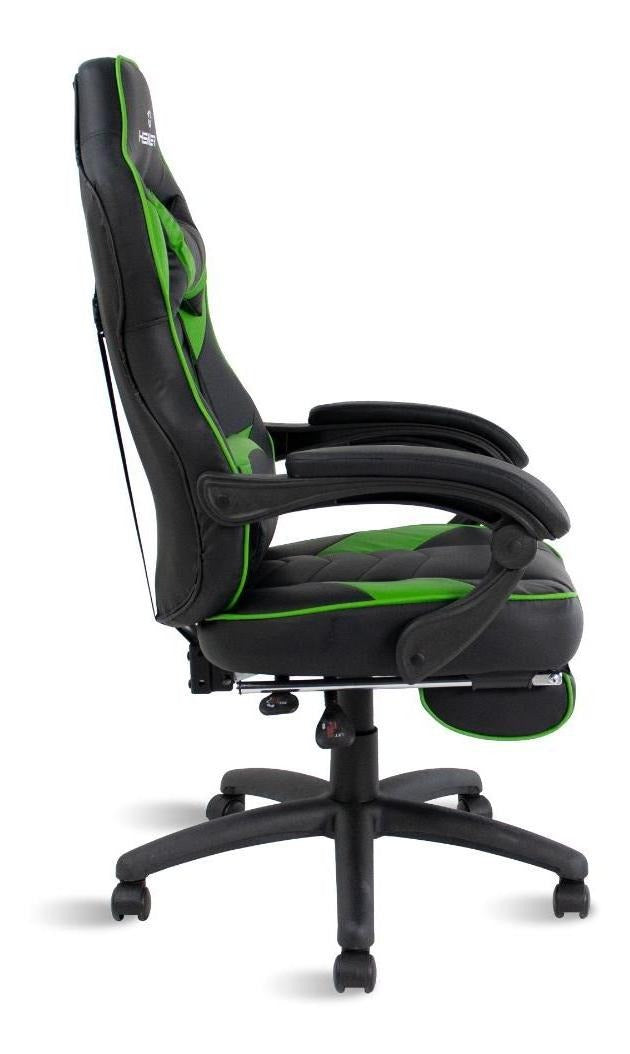 Cadeira de escritório Healer Alien gamer ergonômica preto e verde com estofado de couro sintético