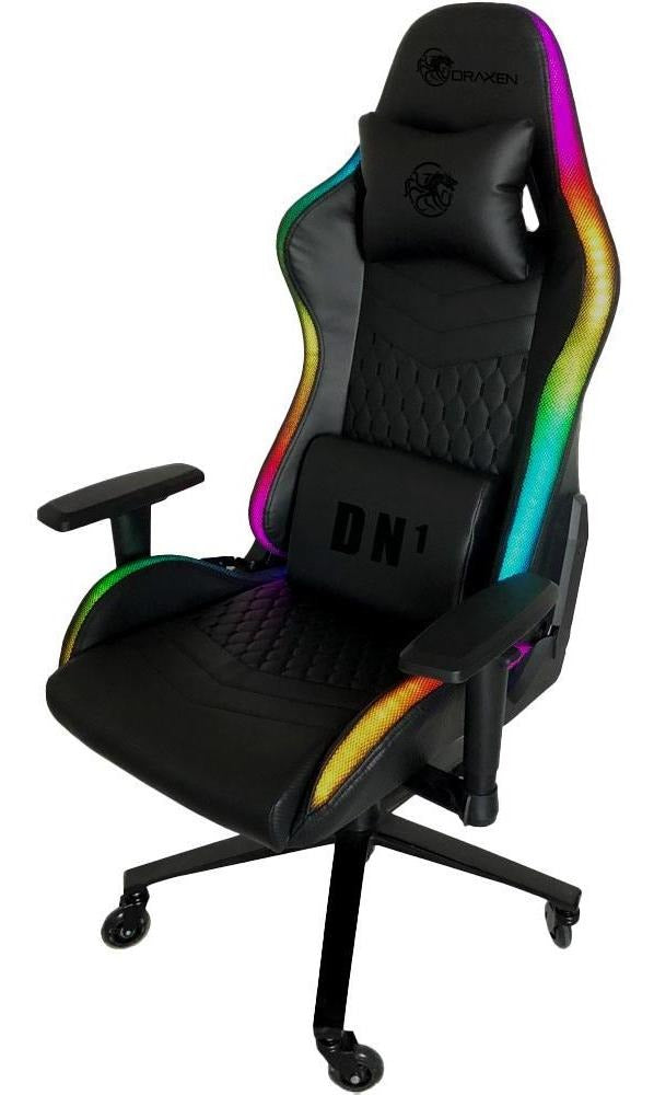 Cadeira de escritório Draxen DN1 25.010.327 gamer ergonômica  preta com estofado de couro sintético