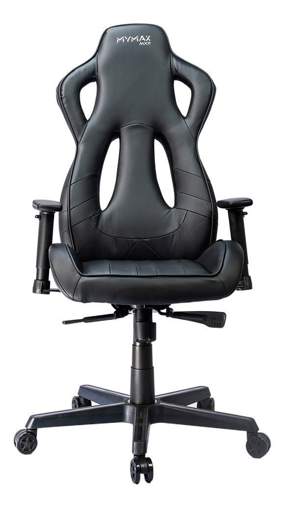 Cadeira de escritório Mymax MX11 gamer ergonômica preta com estofado em tecido sintético