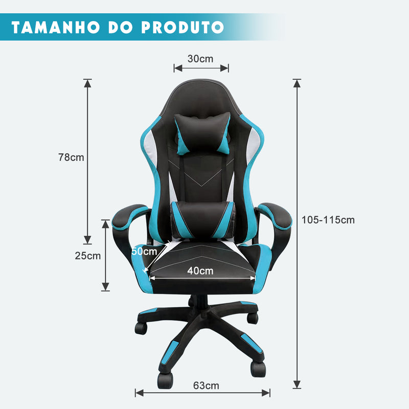 Cadeira Gamer Barata Jogo Altura Regulável Cor Azul Material Do Estofamento Couro Sintético Python Fly