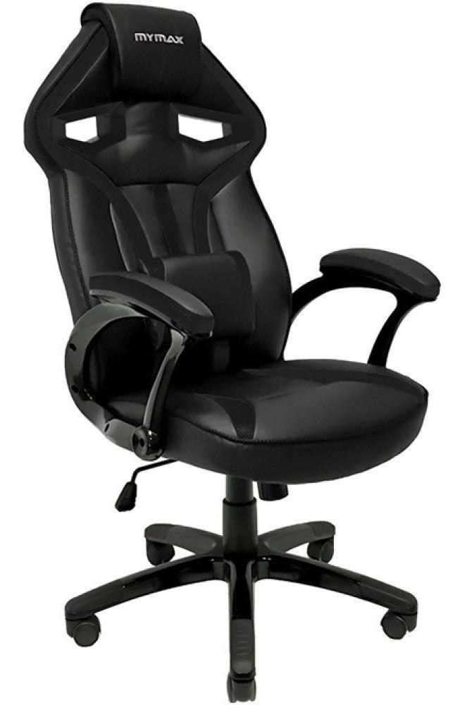 Cadeira de escritório Mymax MX1 gamer ergonômica preta com estofado em tecido sintético