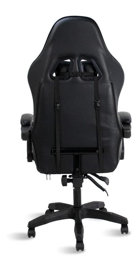 Cadeira de escritório Healer Lancer gamer ergonômica preta com estofado de couro sintético