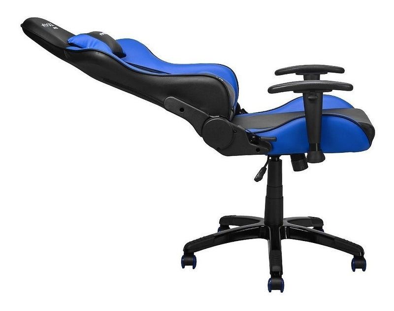 Cadeira de escritório Mymax MX5 gamer ergonômica preto e azul com estofado em tecido sintético
