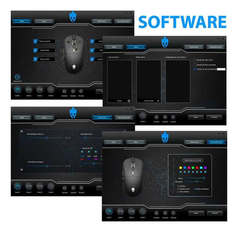 Mouse Gamer Para Jogo Usb Zon Evolut Ótico 7200 Dpi Efeitos Led Rgb Software Macro Programável Profissional