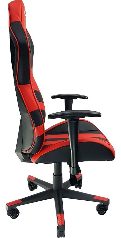 Cadeira de escritório Mymax MX11 gamer ergonômica preta e vermelha com estofado em tecido sintético