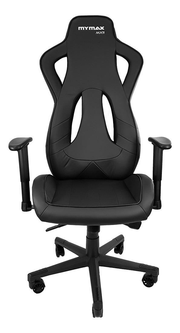 Cadeira de escritório Mymax MX11 gamer ergonômica preta com estofado em tecido sintético