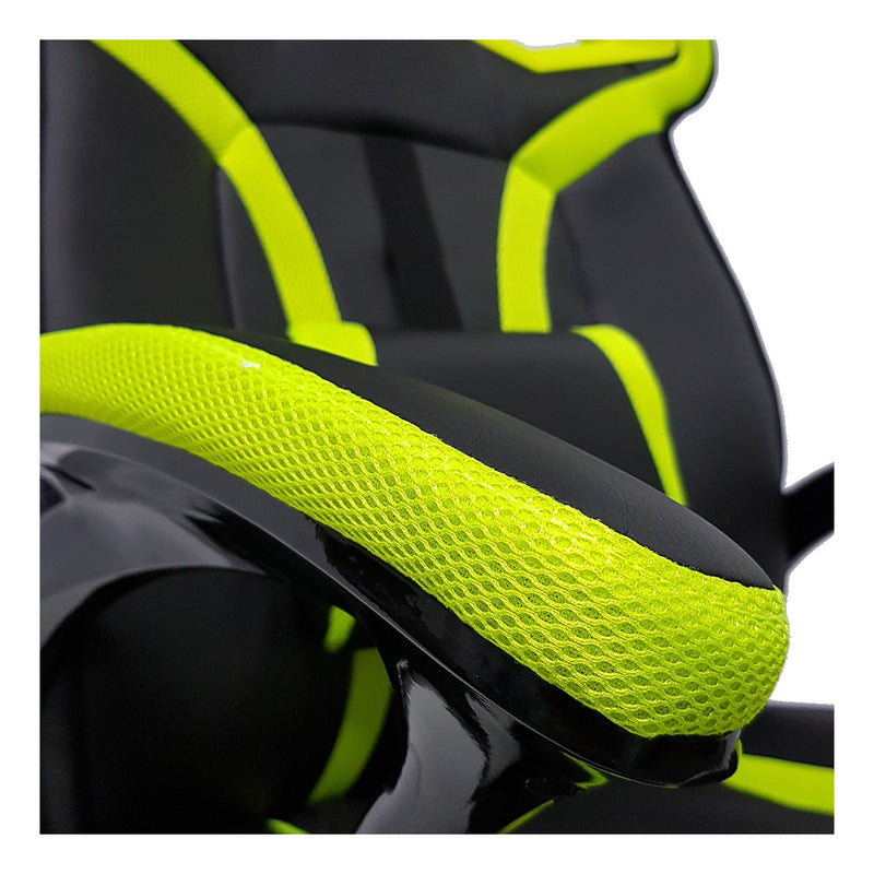 Cadeira de escritório Mymax MX1 gamer ergonômica preto e verde com estofado em tecido sintético