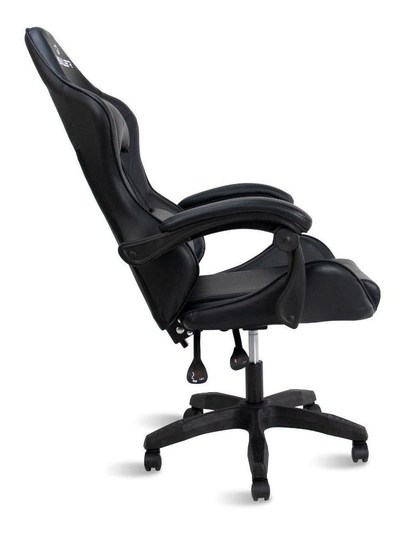 Cadeira de escritório Healer Lancer gamer ergonômica preta com estofado de couro sintético