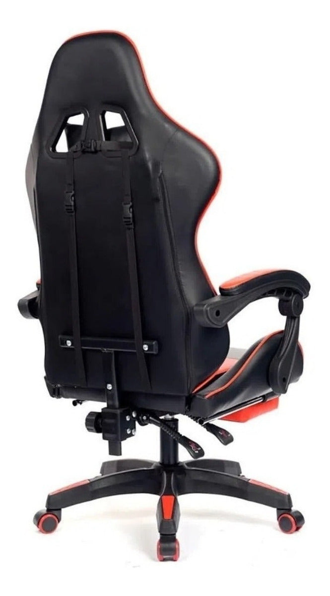 Cadeira Gamer Pctop Racer 1006 gamer ergonômica preta e vermelha com estofado de couro sintético