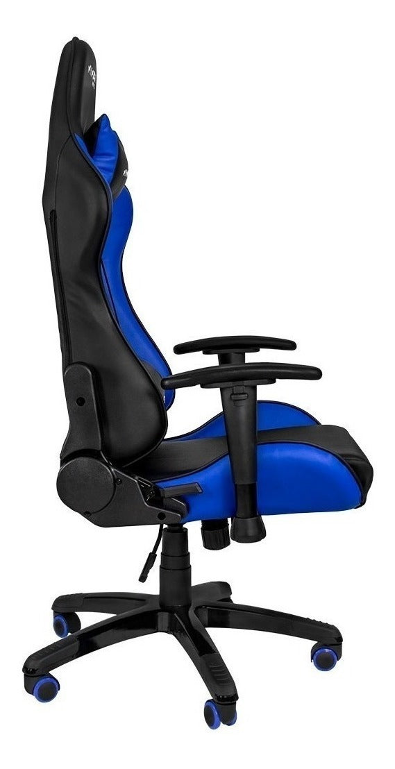 Cadeira de escritório Mymax MX5 gamer ergonômica preto e azul com estofado em tecido sintético