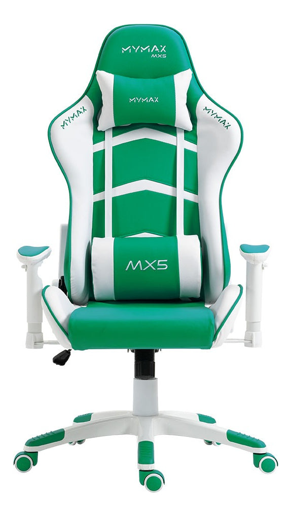 Cadeira Gamer Mx5 Giratória Branco E Verde - Mymax Material do estofamento Couro sintético