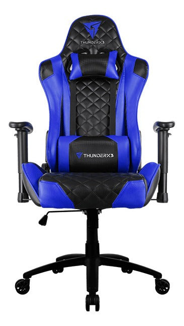 Cadeira Gamer De Escritório Ergonômica ThunderX3 Tgc12 Preto E Azul Revestimento Sintético