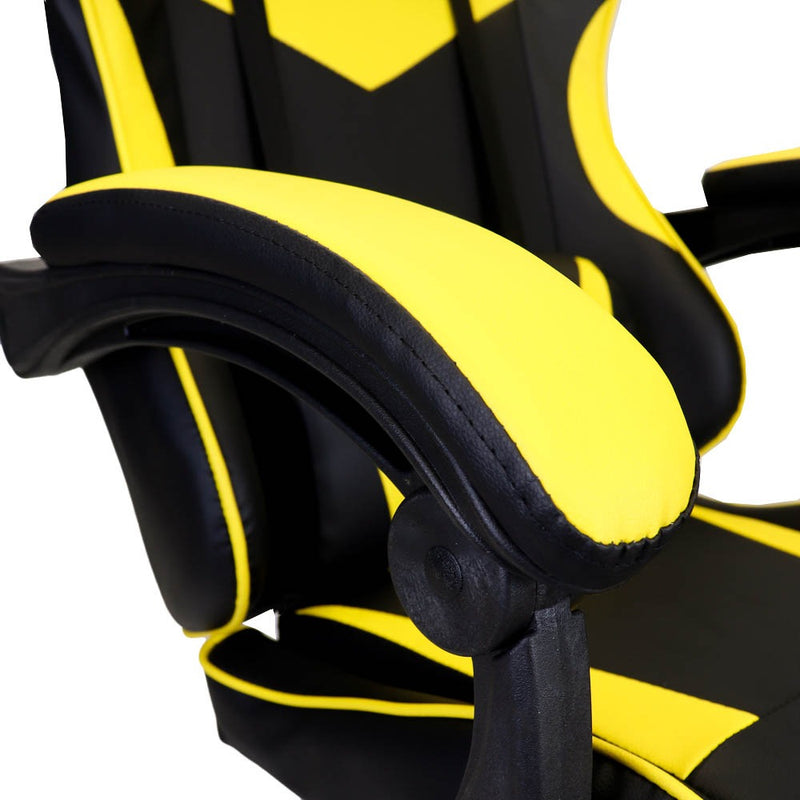 Cadeira Gamer Profissional Reclinável Apoio De Pés Amarela Cor Amarelo Material do estofamento Couro sintético