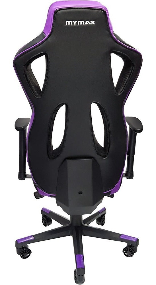 Cadeira de escritório Mymax MX11 gamer ergonômica preta e violeta com estofado em tecido sintético