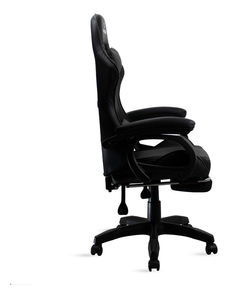 Cadeira de escritório Healer Level gamer ergonômica preta com estofado de couro sintético