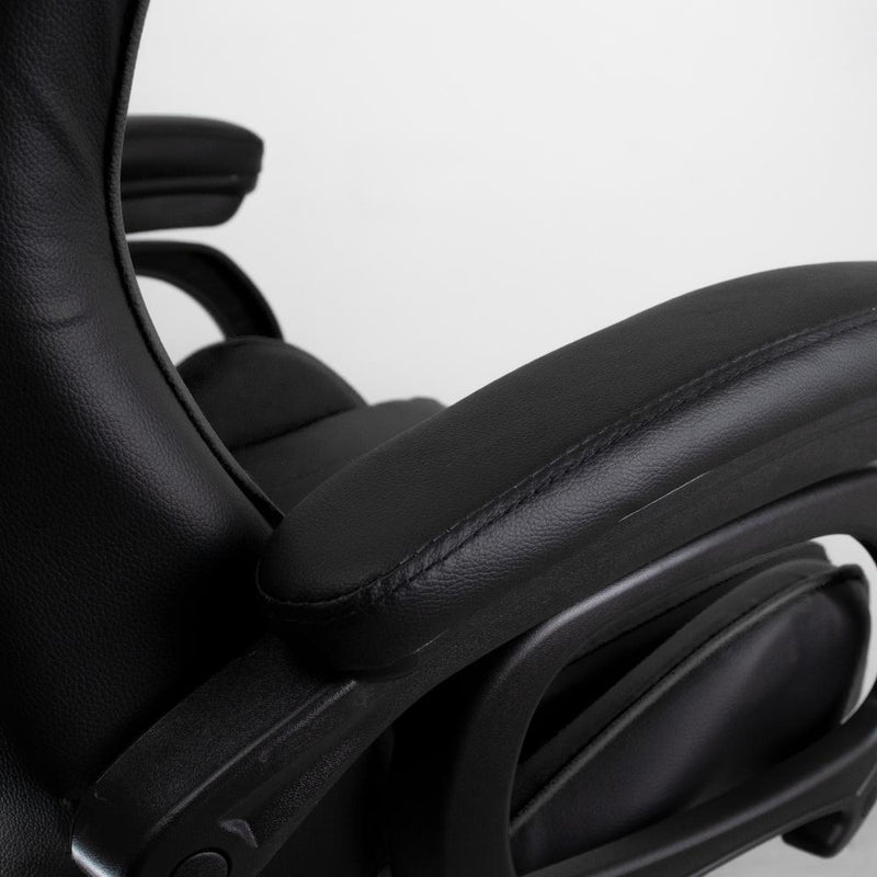 Cadeira de escritório Healer Level gamer ergonômica preta com estofado de couro sintético