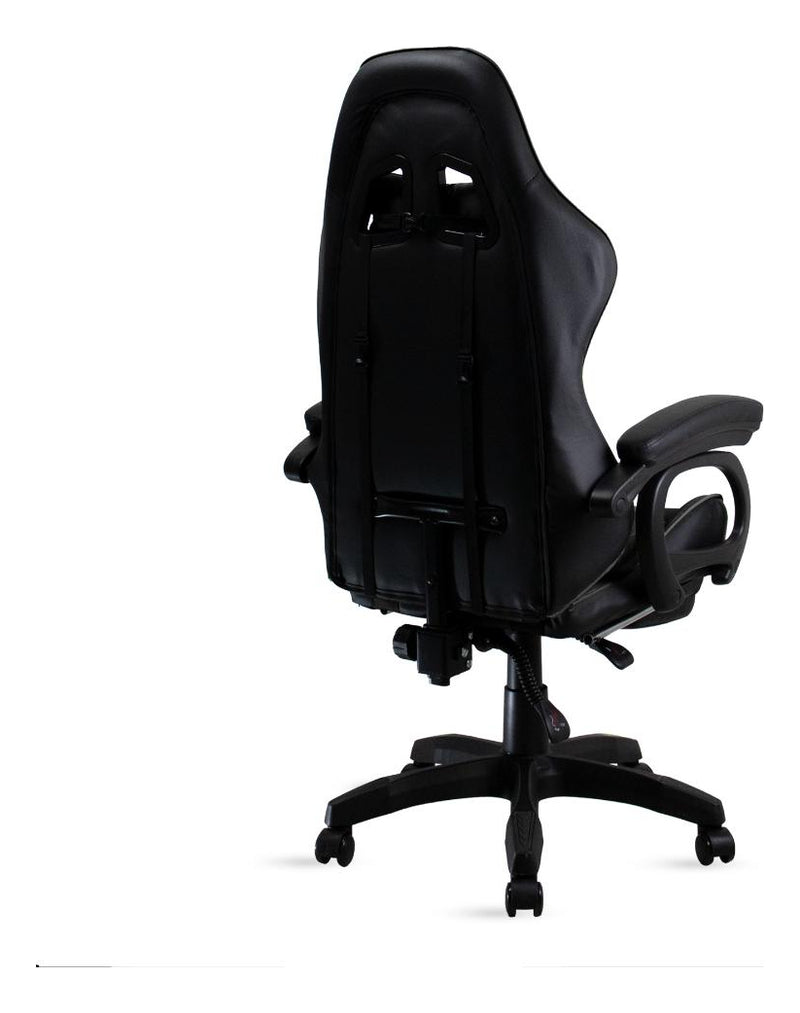 Cadeira de escritório Healer Level gamer ergonômica preta com estofado de couro sintético
