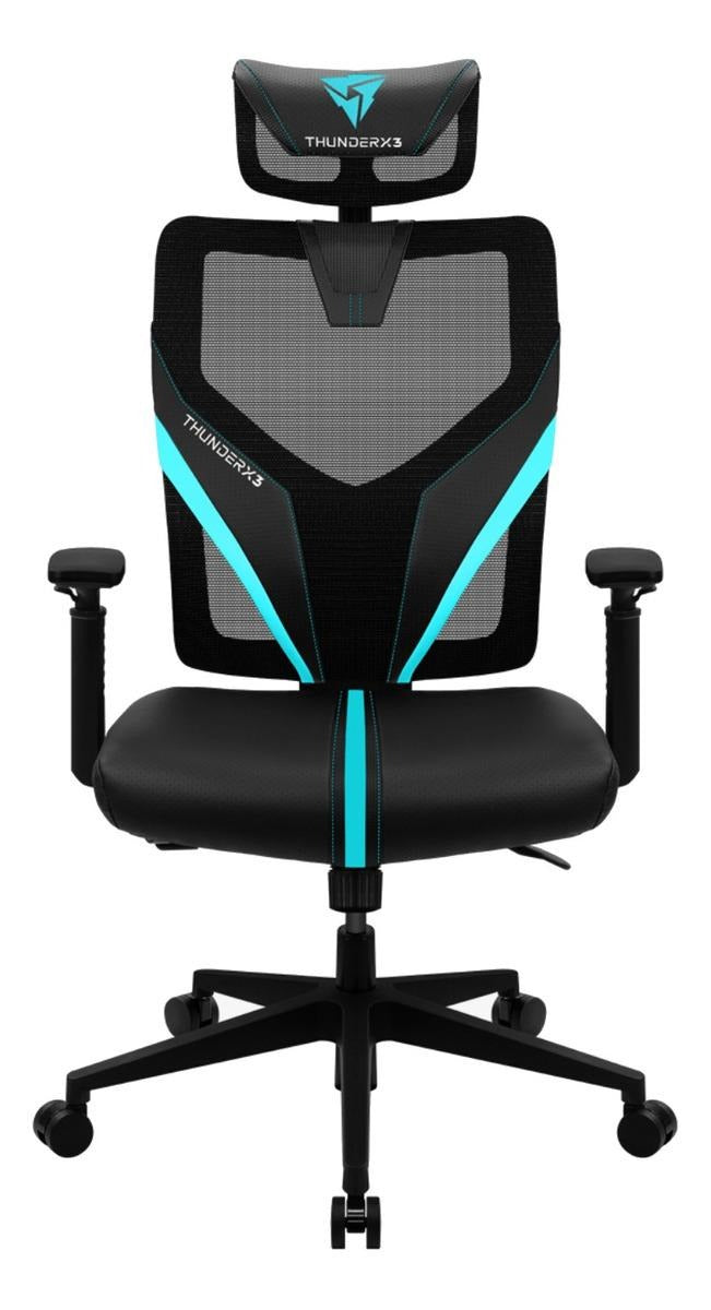 Cadeira de escritório ThunderX3 YAMA1 gamer ergonômica preta e vermelha com estofado de malha
