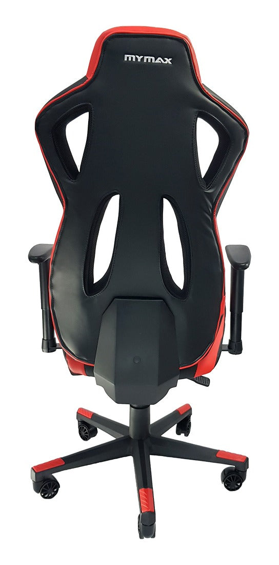 Cadeira de escritório Mymax MX11 gamer ergonômica preta e vermelha com estofado em tecido sintético