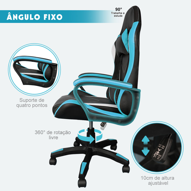 Cadeira Gamer Barata Jogo Altura Regulável Cor Azul Material Do Estofamento Couro Sintético Python Fly