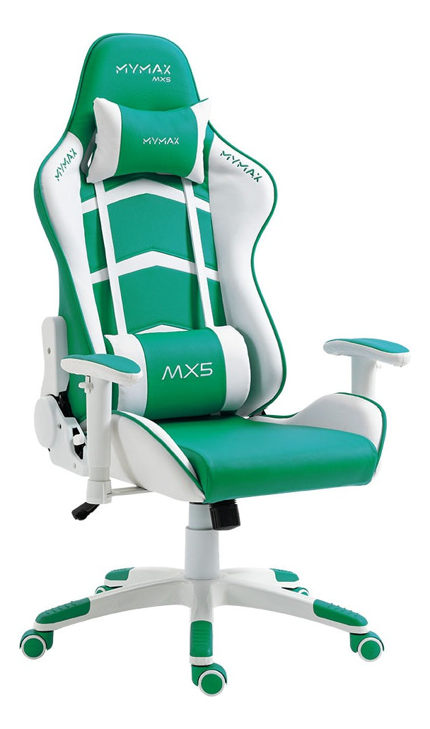 Cadeira Gamer Mx5 Giratória Branco E Verde - Mymax Material do estofamento Couro sintético