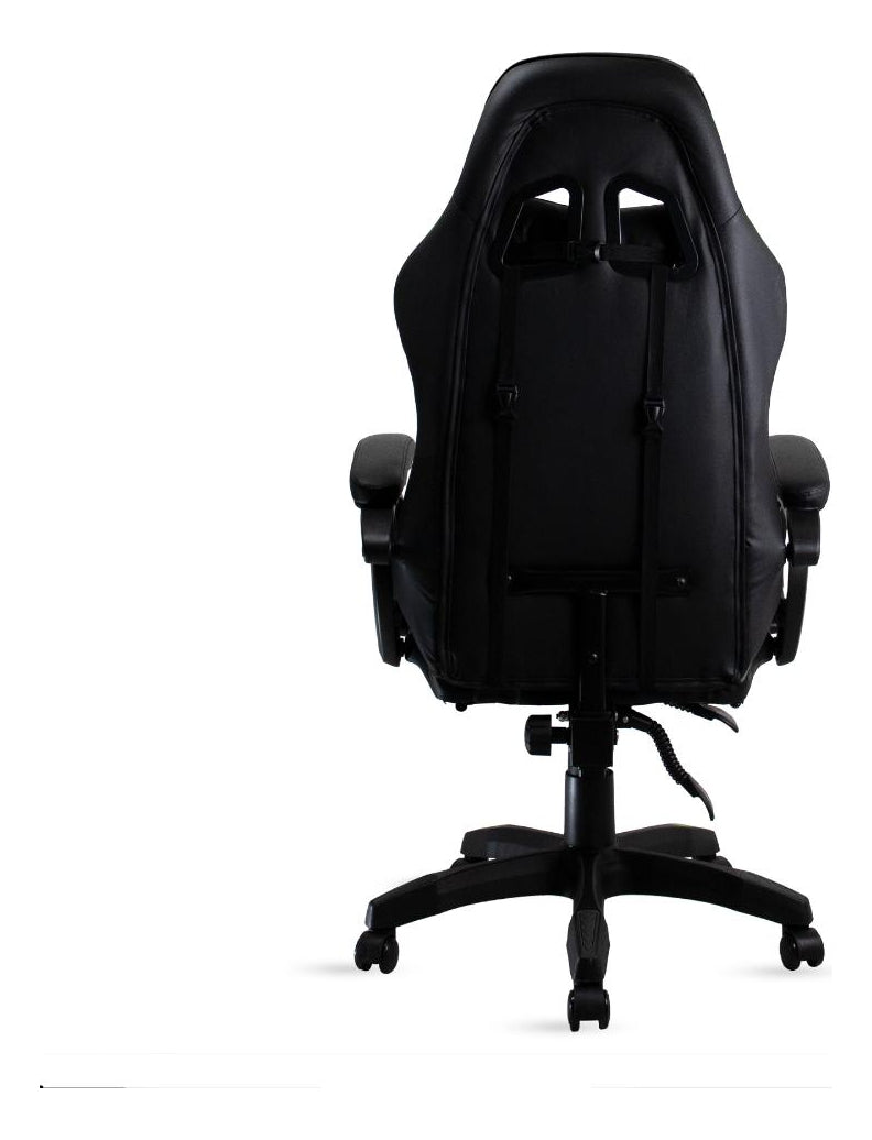 Cadeira de escritório Healer Level gamer ergonômica preta com estofado de couro sintético