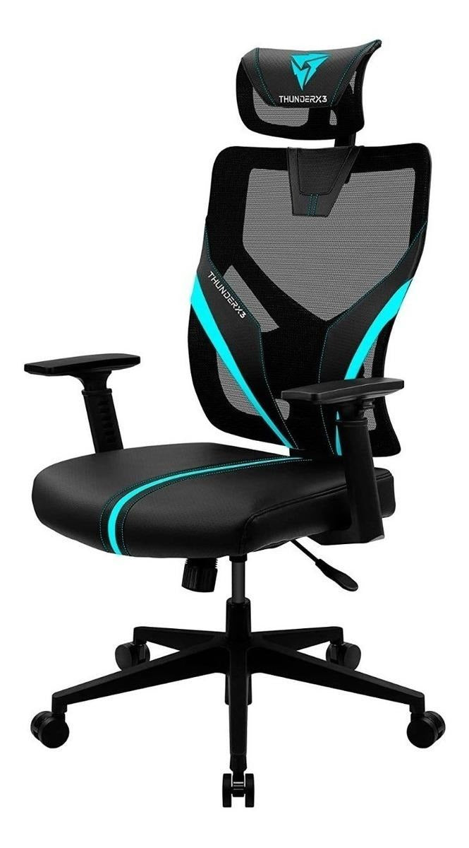 Cadeira de escritório ThunderX3 YAMA1 gamer ergonômica preta e vermelha com estofado de malha