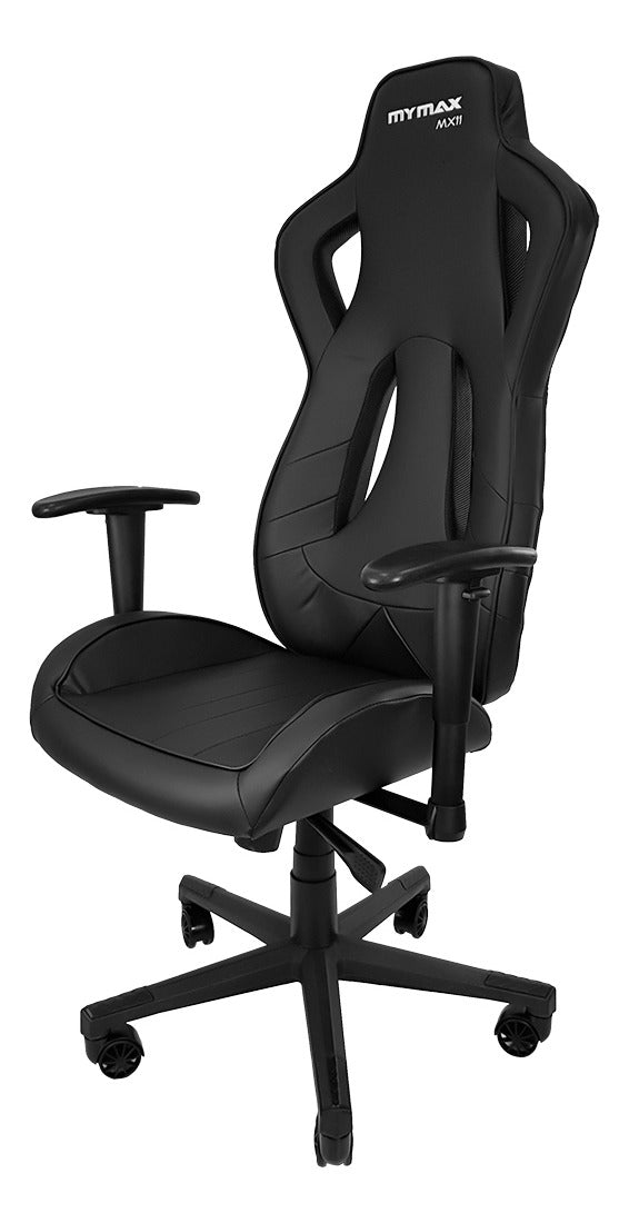 Cadeira de escritório Mymax MX11 gamer ergonômica preta com estofado em tecido sintético