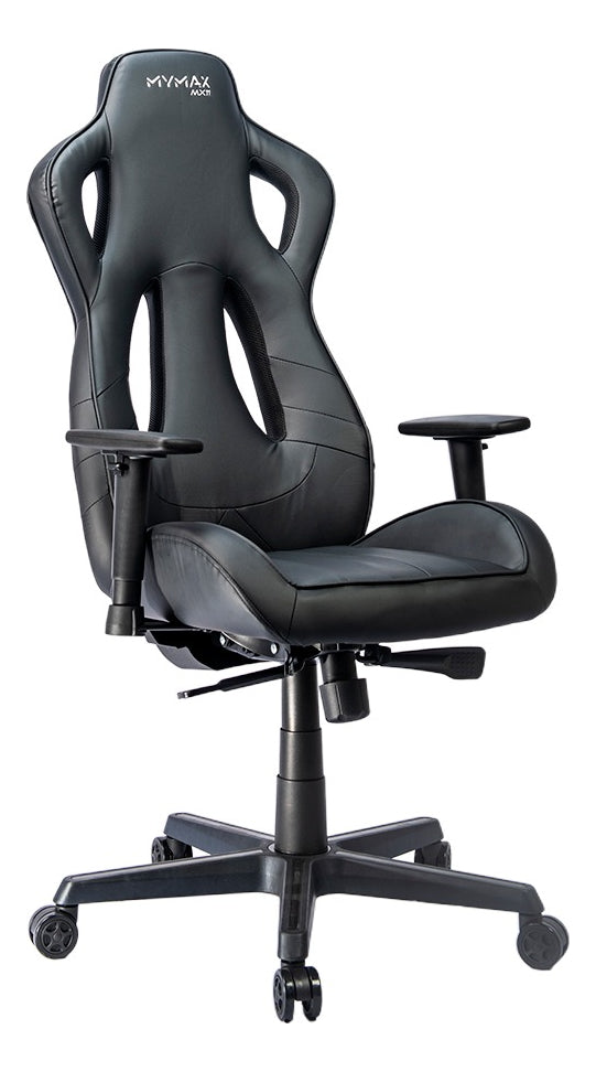 Cadeira de escritório Mymax MX11 gamer ergonômica preta com estofado em tecido sintético