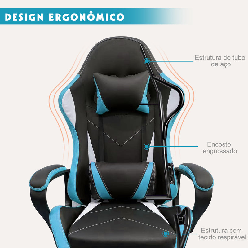 Cadeira Gamer Barata Jogo Altura Regulável Cor Azul Material Do Estofamento Couro Sintético Python Fly