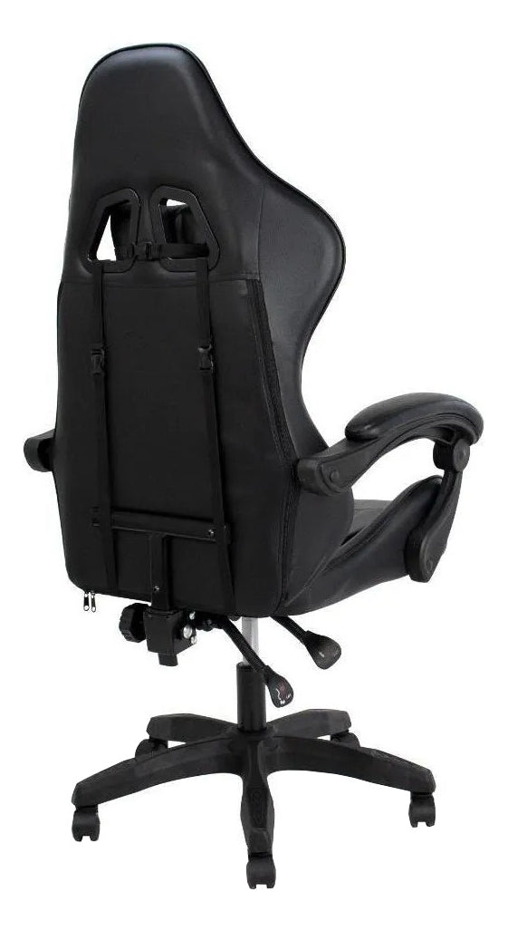 Cadeira de escritório Healer Lancer gamer ergonômica preta com estofado de couro sintético