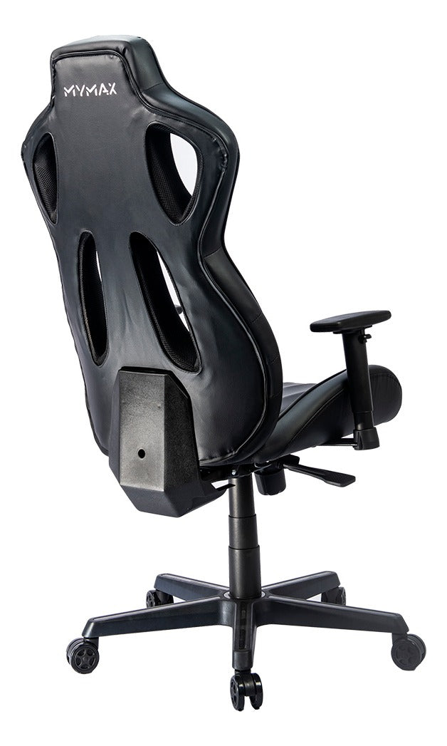 Cadeira de escritório Mymax MX11 gamer ergonômica preta com estofado em tecido sintético