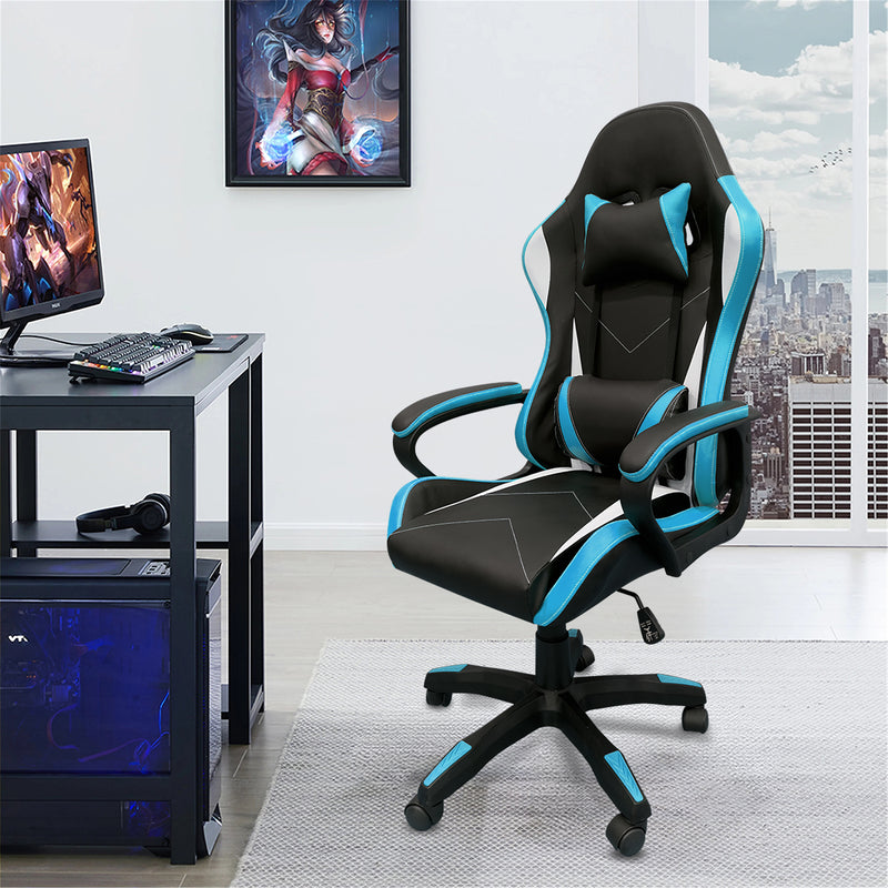 Cadeira Gamer Barata Jogo Altura Regulável Cor Azul Material Do Estofamento Couro Sintético Python Fly