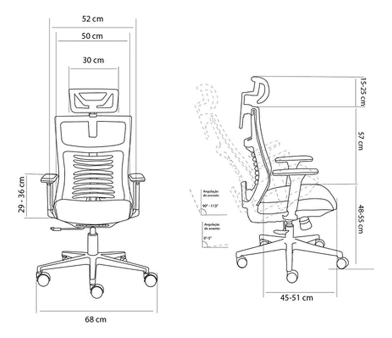 Cadeira De Escritório Ergonômico Cinza Elements Vertta Pro