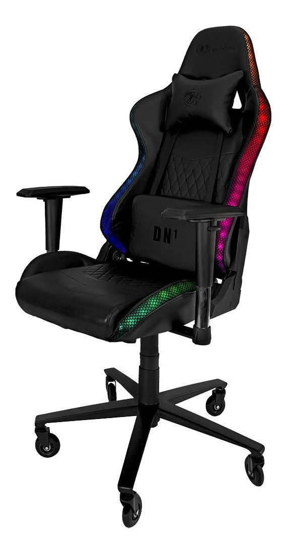 Cadeira de escritório Draxen DN1 25.010.327 gamer ergonômica  preta com estofado de couro sintético