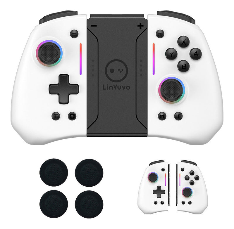 Controle Linyuvo KS42 Rgb Sem Fio+thumb Grip Para Nintendo Switch Cor Branco