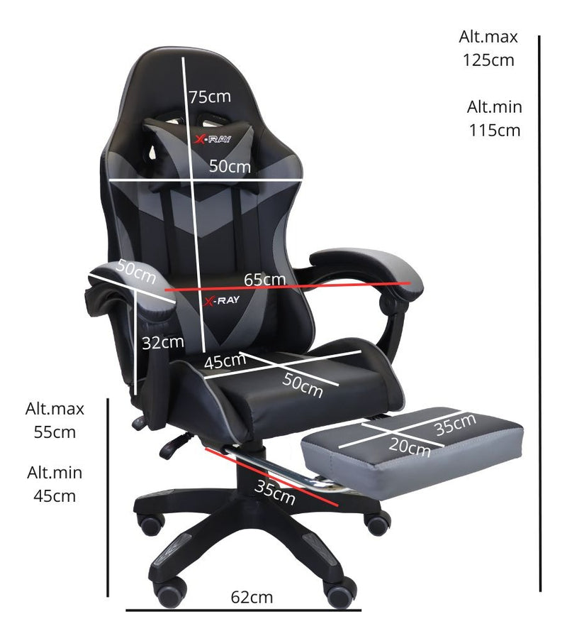 Cadeira Gamer Profissional Reclinável Apoio De Pés Amarela Cor Amarelo Material do estofamento Couro sintético