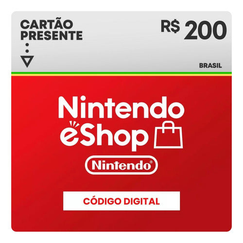 Gift Card Nintendo Switch Eshop Br R$ 200 Reais