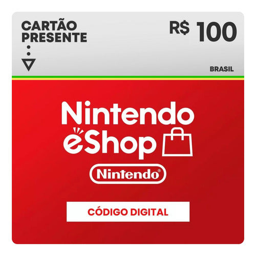 Cartão Nintendo Eshop Gift Card Switch Br R$ 100 Reais