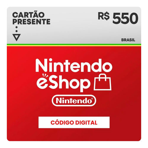Gift Card Nintendo Switch Eshop Br R$ 550 Reais