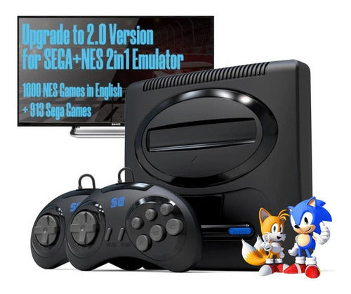 Mega Drive + Nes - 2 Controles 6 Botões Jogos Tv